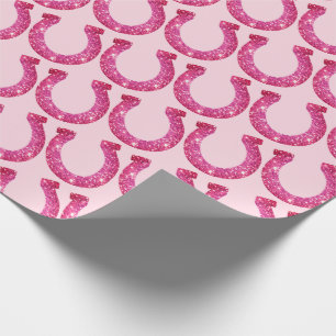 Cute Disco Cowgirl Horseshoe Pink Glitter Wrapping Paper