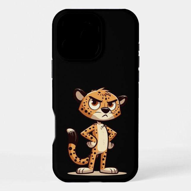 cute, disgruntled cheetah iPhone case (Back)