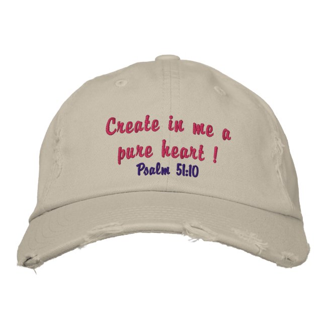 Cute distressed hat for ladies pure heart verse! (Front)