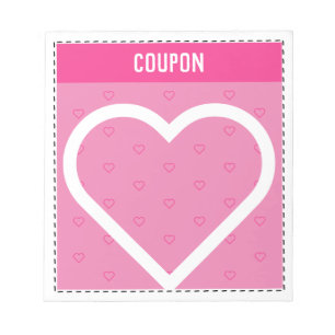 Cute DIY Coupons Pink Hearts Notepad