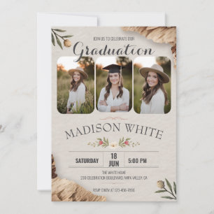 Cute DIY Floral Rustic Graduation Country Style Invitation