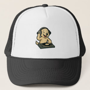 Cute DJ Dog with Headphones � Fun Kids Gift Trucker Hat