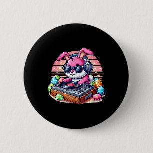 Cute Dj Easter Bunny 6 Cm Round Badge