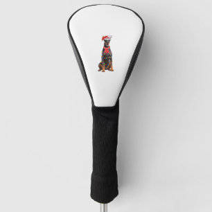 Cute Doberman Christmas Tree Lights Dog Lover Golf Head Cover