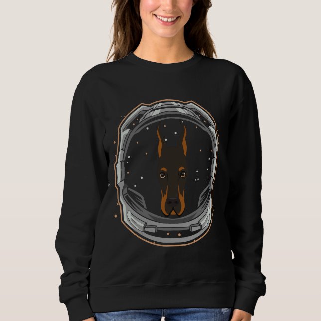 Cute Doberman Dog Astronaut In Space Sweatshirt (Front)