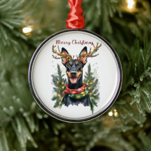 Cute Doberman Dog Metal Ornament