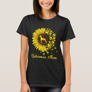 Cute Doberman Mum Sunflower Dog Mum T-Shirt