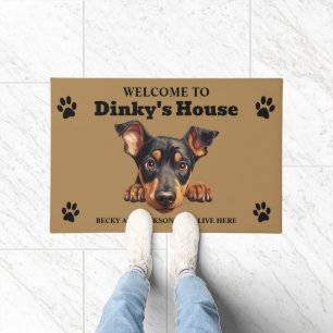 Cute Doberman Pinscher Dog Doormat