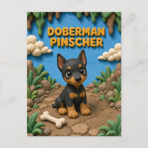 Cute Doberman Pinscher Puppy, Baby Dog Postcard