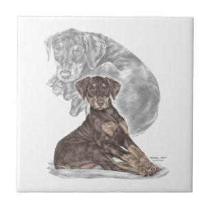 Cute Doberman Pinscher Puppy Ceramic Tile