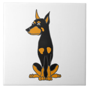 Cute Doberman Pinscher Puppy Dog Cartoon Ceramic Tile