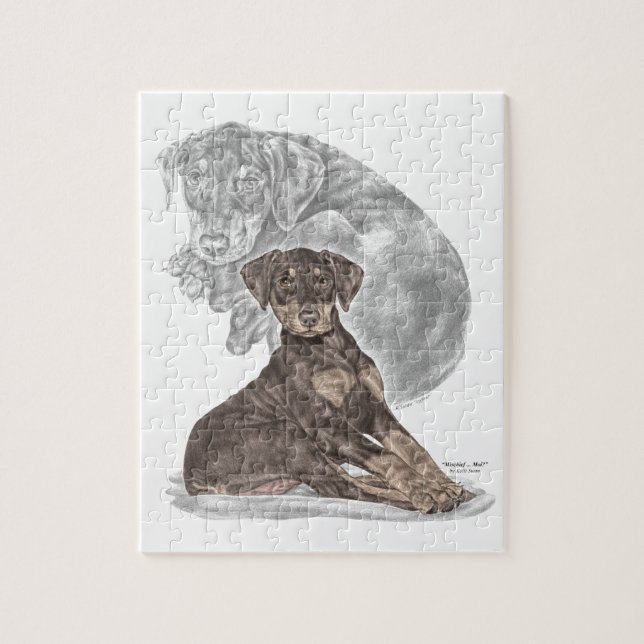 Cute Doberman Pinscher Puppy Jigsaw Puzzle (Vertical)