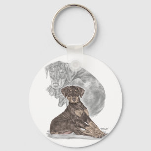Cute Doberman Pinscher Puppy Key Ring