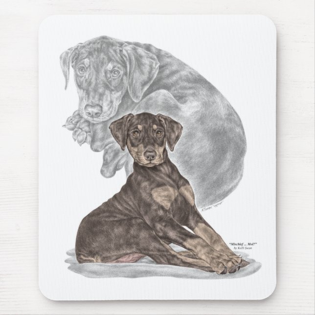 Cute Doberman Pinscher Puppy Mouse Pad (Front)