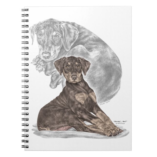 Cute Doberman Pinscher Puppy Notebook (Front)