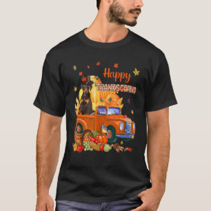 Cute Dobermann On Pumpkin Truck Thanksgiving Dog T-Shirt