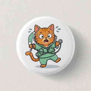 Cute Doctor Cat Button