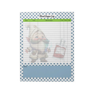 Cute Doctor Gnome Blood Sugar Log Notepad