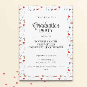 Cute Doctor Graduation Party  Invitation