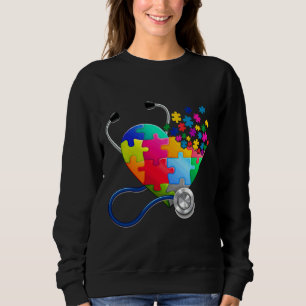 Cute Doctor Heart Puzzle Autism Awareness Men Wome Sweatshirt