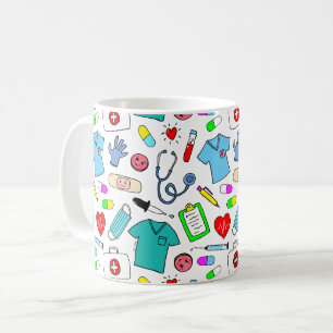 Cute Doctor Nurse Medical Supplies Pattern Coffee Mug