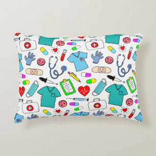 Cute Doctor Nurse Medical Supplies Pattern Decorative Cushion