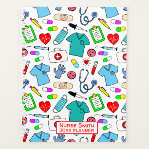 Cute Doctor Nurse Medical Supplies Pattern Planner