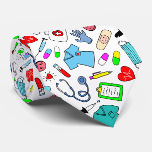 Cute Doctor Nurse Medical Supplies Pattern Tie