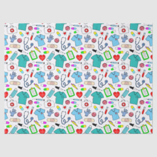 Cute Doctor Nurse Medical Supplies Pattern Tissue Paper