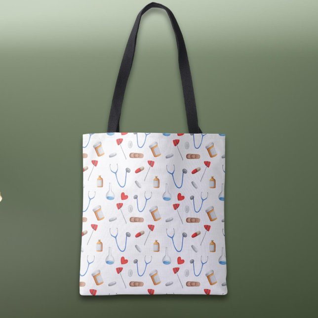Cute Doctor or Nurse Equipment Patterned  Tote Bag (Creator Uploaded)