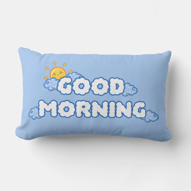 Cute Doddle Good Morning & Night Lumbar Cushion (Front)