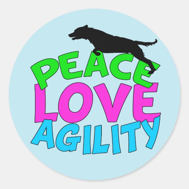 Cute Dog Agility Blue Classic Round Sticker (Front)