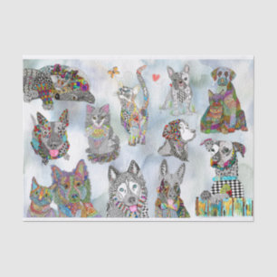 Cute Dog and Cat Assortment Tissue Paper  