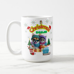Cute dog and cat Christmas squad design  Coffee Mug