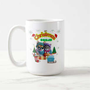 Cute dog and cat Christmas squad design  Coffee Mug