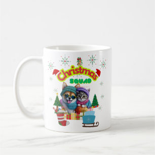 Cute dog and cat Christmas squad design  Coffee Mug