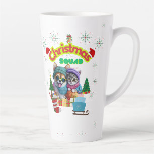 Cute dog and cat Christmas squad design  Latte Mug