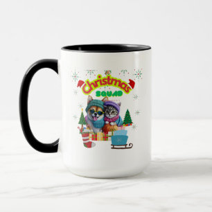 Cute dog and cat Christmas squad design  Mug