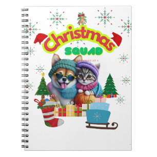 Cute dog and cat Christmas squad design  Notebook
