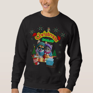 Cute dog and cat Christmas squad design  Sweatshirt