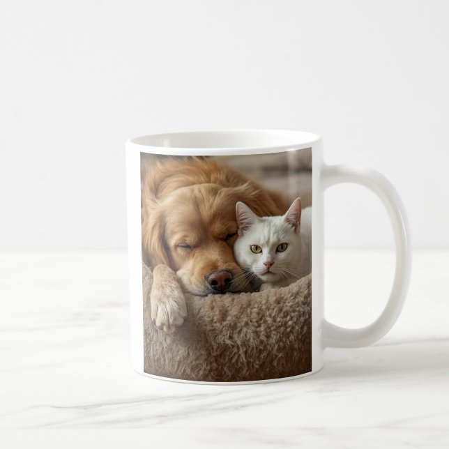 Cute Dog and Cat Coffee Mug – Cosy Pet Lovers Gift (Right)