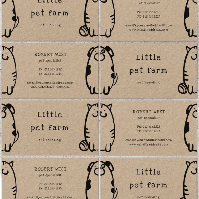 cute dog and cat doodle pet boarding business card (Creator Uploaded)