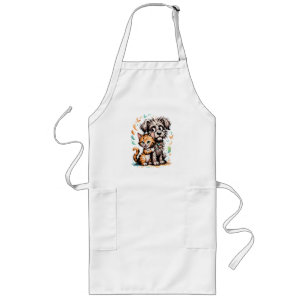 ✨Cute Dog and Cat Friendship Cartoon Design Long Apron
