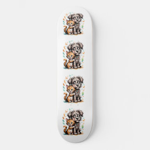 ✨Cute Dog and Cat Friendship Cartoon Design Skateboard