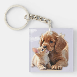 Cute Dog and cat Key Ring