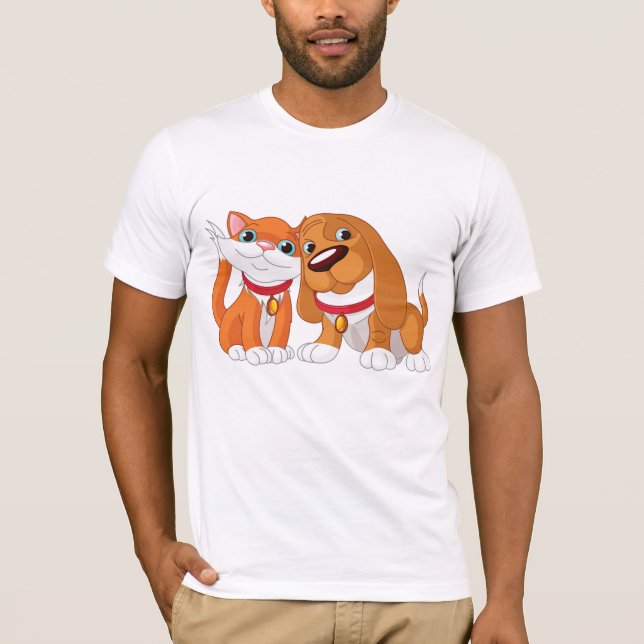 Cute Dog And Cat Mens T-Shirt (Front)