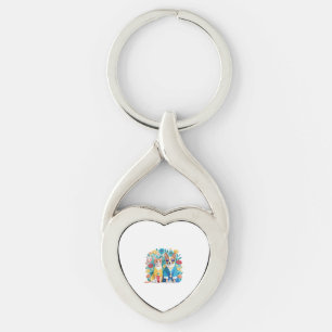 Cute dog and cat newlyweds wearing Korean hanbok. Key Ring