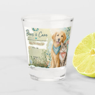 Cute Dog And Cat Pet Sitter Dog Walker Shot Glass