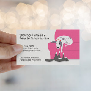Cute Dog and Cat Pet Sitting   Animal Care Busines Business Card