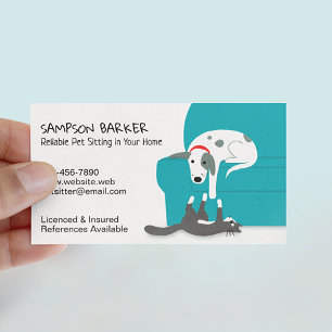 Cute Dog and Cat Pet Sitting   Animal Care Business Card